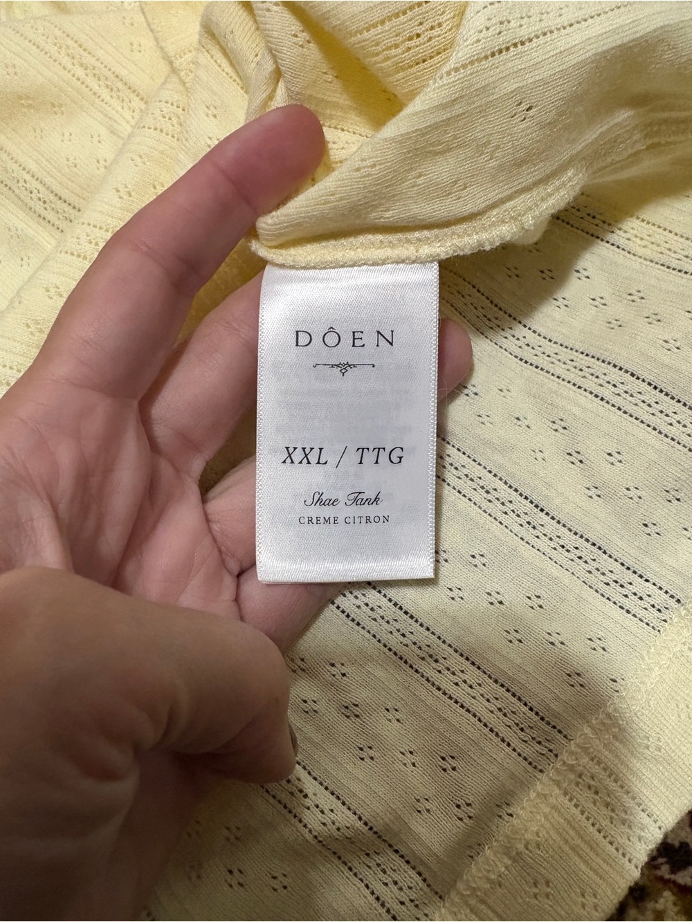 NWT Doen Shae tank in pointelle creme citron - Picture 6 of 8